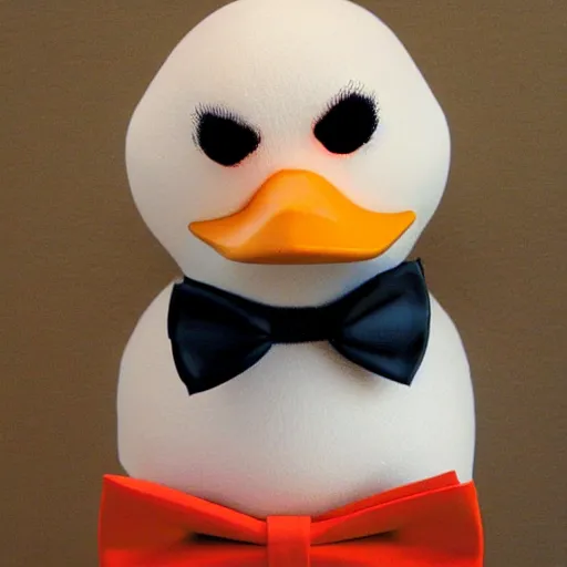 Image similar to angry duck wearing a bowtie