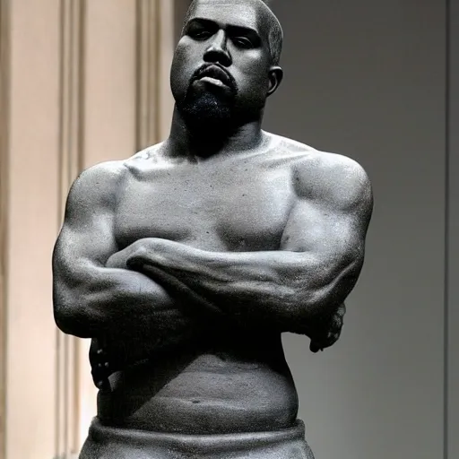 Image similar to a granite statue of kanye west, photograph