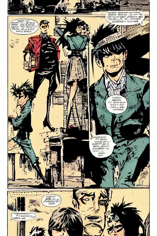 Image similar to corto maltese meets sandman, comic book page