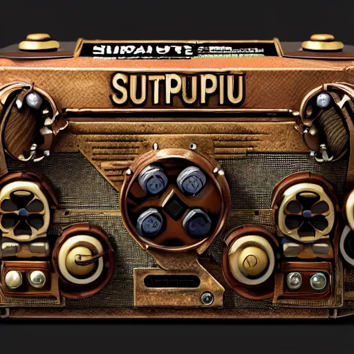 Prompt: steampunk super nintendo console with hand controls, steam, lights, Insanely detailed and intricate, clean photorealistic realistic, hyper-realistic, super detailed, realistic octane render, 8K, hd wallpaper