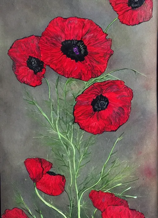 Prompt: papaver rhoeas, hand painted