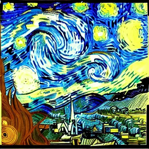 Image similar to david bowie in the style of starry night by van gogh, detailed, masterpiece