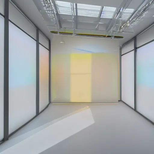 Prompt: an ultra high definition professional studio quality photograph of a transparent iridescent perspex pastel coloured inflatable parachute sculpture material in an empty white room. dramatic lighting, ray tracing, refraction, shallow d. o. f, colour corrected, golden ratio, three point light. volumetric shadows. god rays.