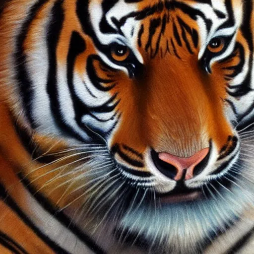 Image similar to A stunning oil painting of a tiger, anatomically correct, artstation, smooth, sharp focus
