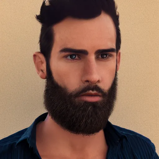 Image similar to Camilo Gc , perfect face proportions, groomed beard , handsome, anthropologist, 8k, cinematic, reality,