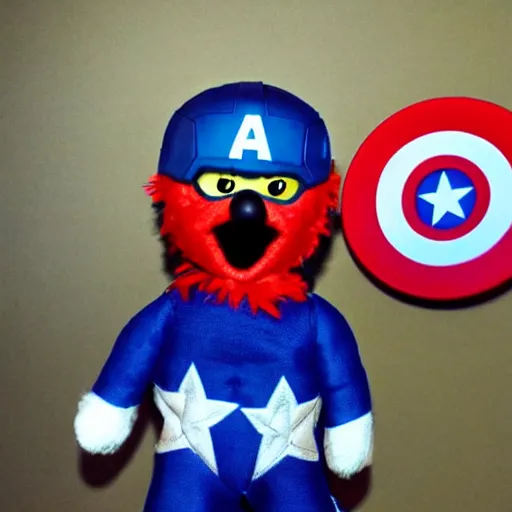 Prompt: elmo as captain america