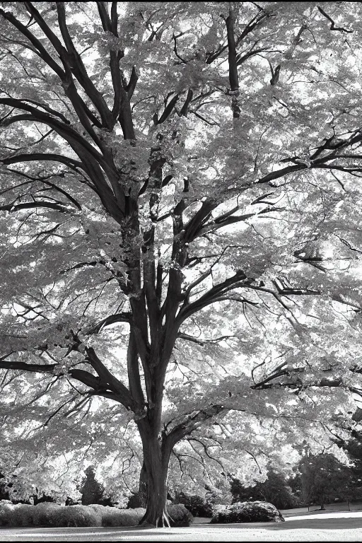 Prompt: maple tree old photo, back and white, detailed, wide shot