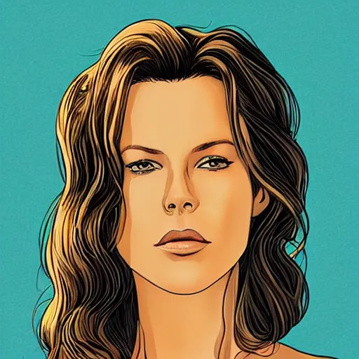 Image similar to “ kate beckinsale retro minimalist portrait by jean giraud, moebius starwatcher comic, 8 k ”