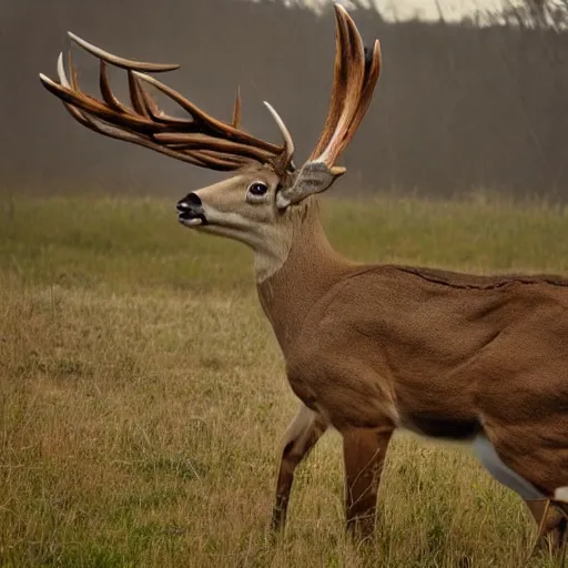 Image similar to a rocket launcher deer animal beast, huge, powerful, scary, anger, rage, canon eos c 3 0 0, ƒ 1. 8, 3 5 mm