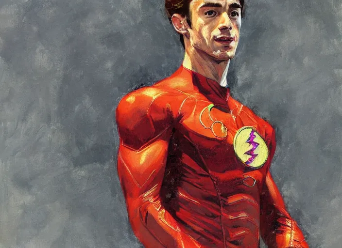 Image similar to a highly detailed beautiful portrait of barry allen, by gregory manchess, james gurney, james jean