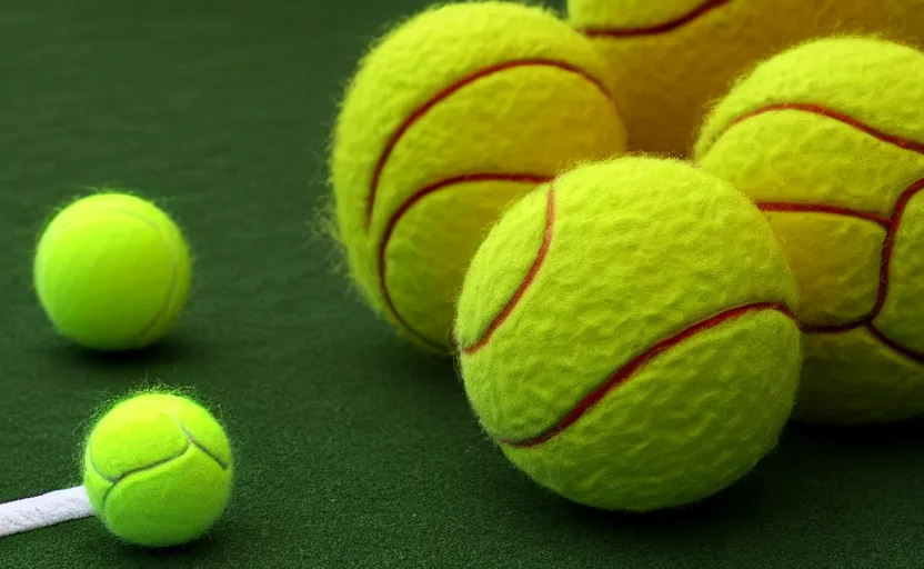 Image similar to tennis ball monster, tennis ball monster highly detailed, extremely high quality, hd, 4 k, 8 k, professional photographer, 4 0 mp, lifelike, top - rated, award winning, cinematic, realistic, detailed lighting, detailed shadows, sharp, no blur, edited, corrected, trending