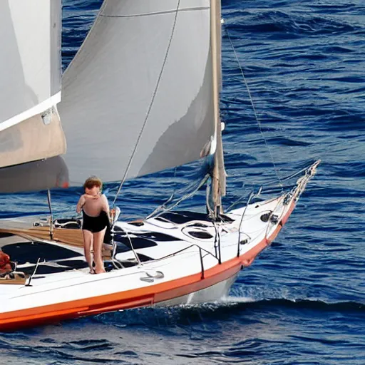 Image similar to calvin and hobbes sailing thier yacht