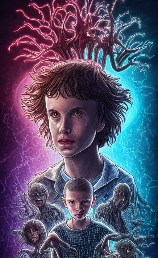 Image similar to full body portrait of Vecna from stranger things in the upside down, dynamic lighting, photorealistic, fantasy concept art, ambient lighting, atmospherical, stunning visuals, creative, cinematic, ultra detailed, trending on art station