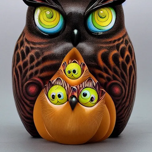 Prompt: cute cat owl figure by naoto hattori and chris dyer