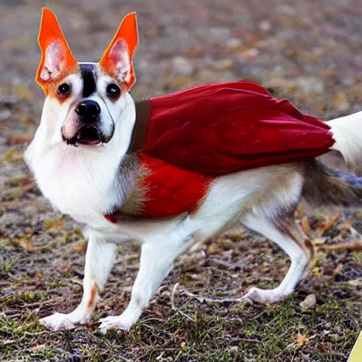 Prompt: cardinal and dog hybrid creature