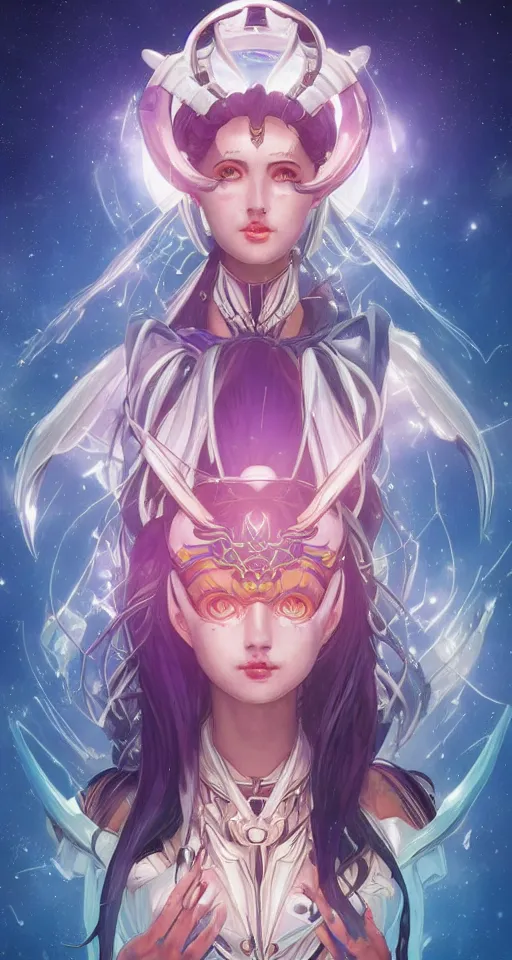 Image similar to symmetry!! portrait of sailor moon! alien in the style of horizon zero dawn, machine face, intricate, elegant, highly detailed, digital painting, artstation, concept art, smooth, sharp focus, illustration, art by artgerm and greg rutkowski and alphonse mucha, 8 k