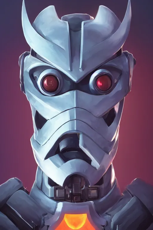 Image similar to epic mask helmet robot ninja portrait stylized as fornite style game design fanart by concept artist gervasio canda, behance hd by jesper ejsing, by rhads, makoto shinkai and lois van baarle, ilya kuvshinov, rossdraws global illumination radiating a glowing aura global illumination ray tracing hdr render in unreal engine 5