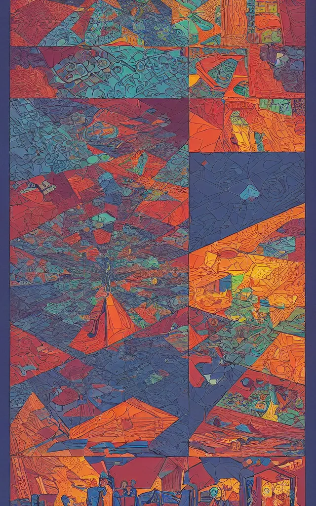 Prompt: cubes and tesseracts. retro art by jean giraud.