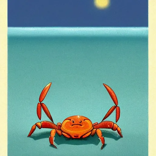 Image similar to A cute smiling crab on the beach, cute digital art by Quint Buchholz