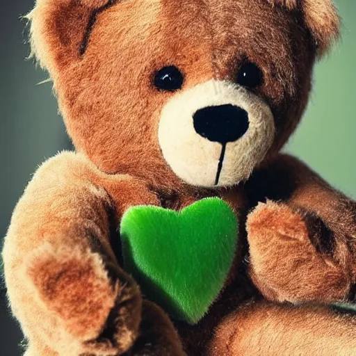 Prompt: a teddybear holding a heart in its hands