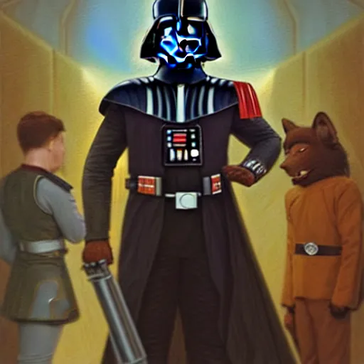 Image similar to a portrait of a darth vader in a starfleet uniform star trek chief engineer. zootopia fursona furaffinity furry art detailed face highly detailed painting by gaston bussiere craig mullins jc leyendecker gustav klimt artgerm greg rutkowski furry