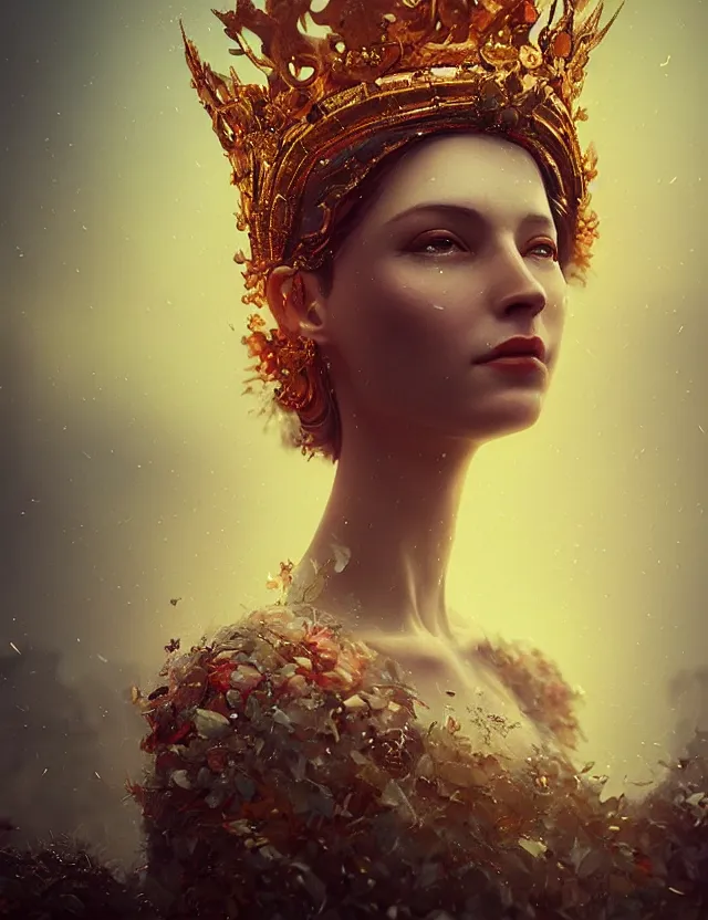 Image similar to blurred background. close-up portrait of a goddess in crown, by Anne Bachelier by Anka Zhuravleva, Anato Finnstark and Alena Aenami, Bruno Walpoth. unreal engine