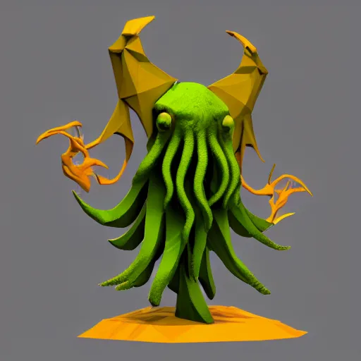 Image similar to a low poly model of Cthulhu