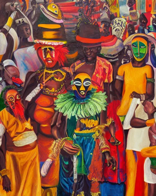 Image similar to Burkina Faso masquerade, painting by Toni Toscani, oil on canvas, Kooness