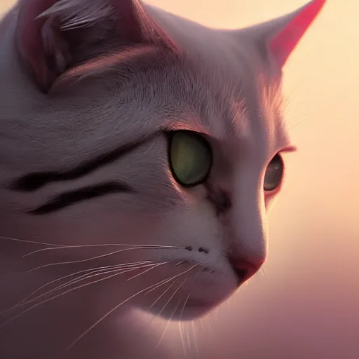 Image similar to a high detail photograph of a cat, high detail cinematic lighting, 8k, establishing shot, photorealism, cgcosiety, trending on artstation, by greg rutkowski