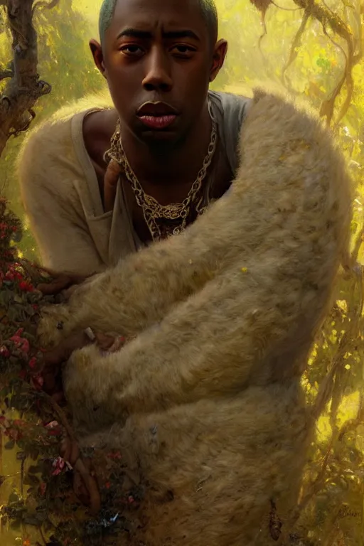 Image similar to tyler the creator by gaston bussiere bayard wu, greg rutkowski, giger, maxim verehin