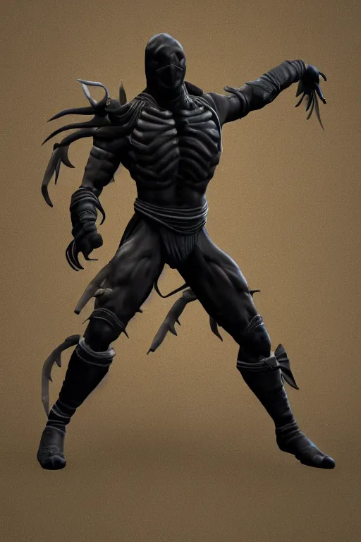 Image similar to scorpion from mortal kombat 3 d render