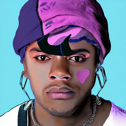 Prompt: ski mask the slump god digital art