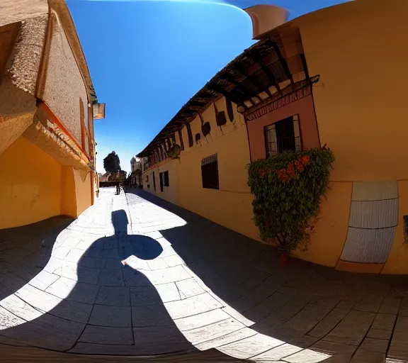 Prompt: First-Person VR POV screenshot. Walking through Parada de Arriba, Spain. Trending on Artstation. Lighting, colors, and shading by James Gurney.