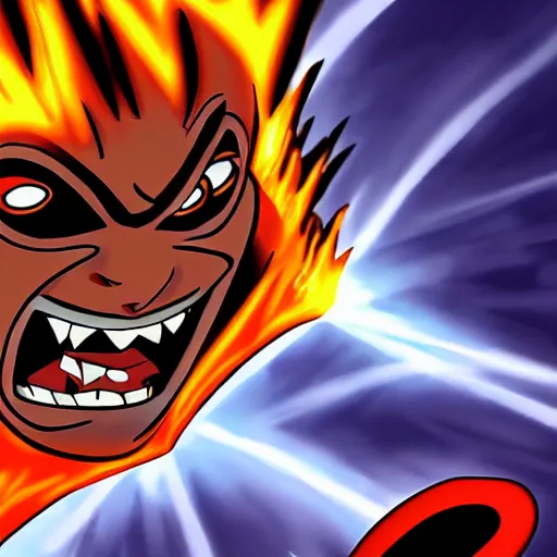 Prompt: portrait of heatblast from ben 1 0, cinematic, dark, realistic, hd