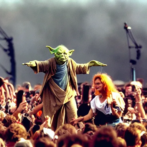 Image similar to Yoda Performing at Woodstock 99 with Hole