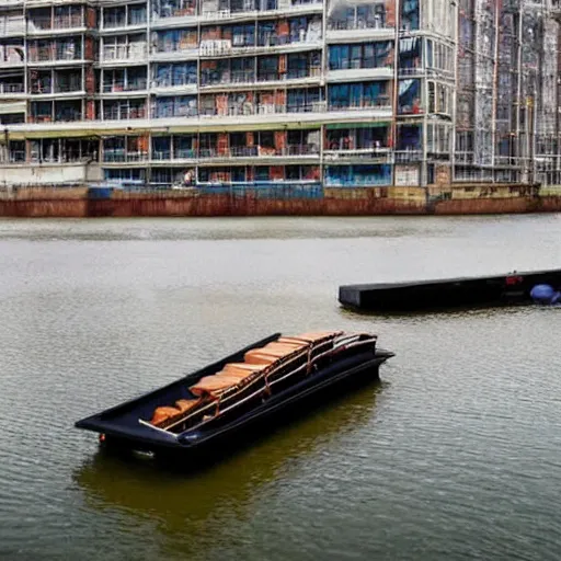 Image similar to a piano floating on a barge