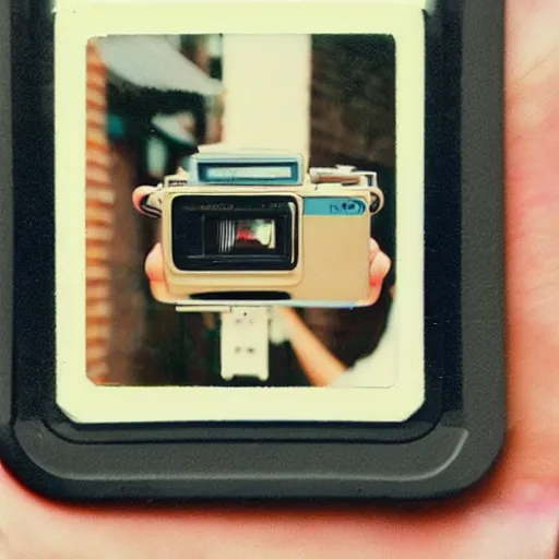 Image similar to polaroid inception, picture of a polaroid taking a polaroid with a polaroid, detailed, intricate, vintage