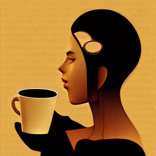 Image similar to silhouette of a cup of coffe illustration, vector art style, medium shot, intricate, elegant, highly detailed, digital art, ffffound, art by ilya kuvshinov and hajime sorayama