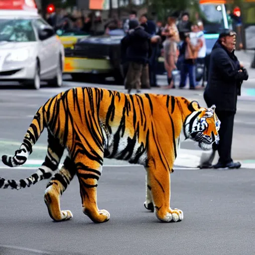 Prompt: NYTimes Scary day as Tiger escaped the bronx zoo and entered a local McDonalds