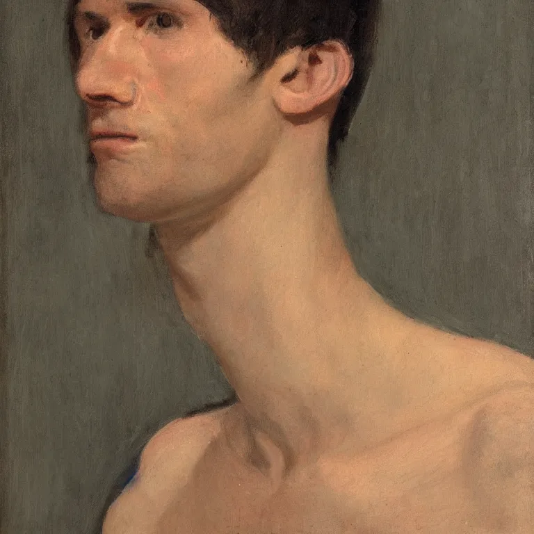 Prompt: portrait of a man with a 6 foot long neck