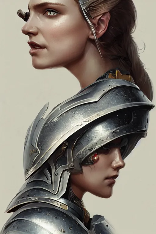 Prompt: beautiful young scandinavian woman with a half shaved undercut and one white eye wearing full plate armor, HD, D&D 4k, 8k, incredibly detailed, intricate, masterpiece, digital illustration by greg rutkowski, trending on artstation, character design, concept art