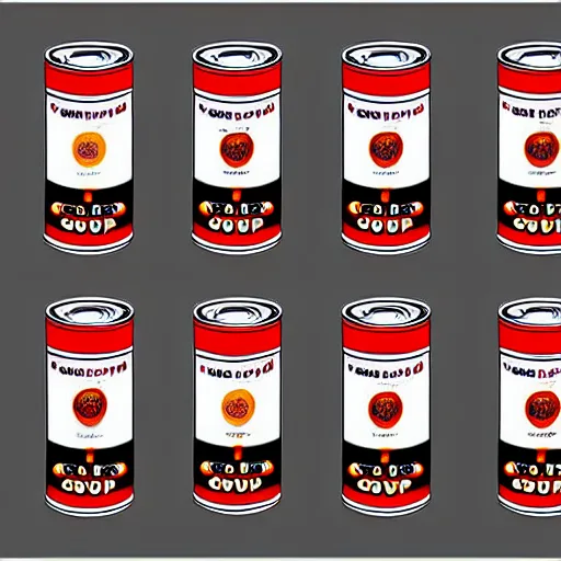 Prompt: soup cans by andy warhol, digital art, trending on artstation