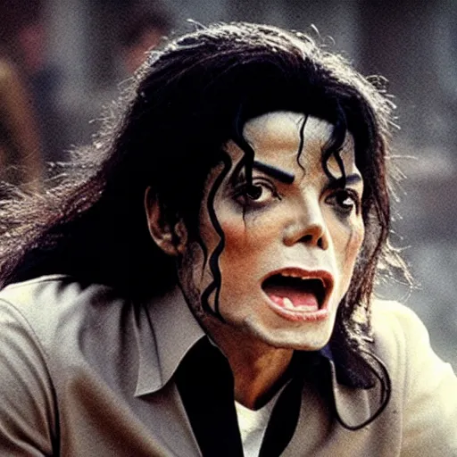 Prompt: still of michael jackson in a horror movie, 4 k, 8 k