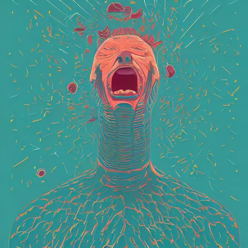 Image similar to illustration of Yelling, by Victo Ngai and James Gilleard