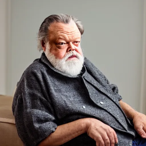 Image similar to dslr photo portrait still of 3 5 year old orson welles, healthy, bearded, at age 7 5!!!, 8 5 mm f 1. 8