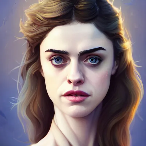 Prompt: a portrait of a combination of Alexandra Daddario, Natalia Dwyer, Anne Hathaway, Krysten Ritter and Maisie Williams, art by lois van baarle and loish and ross tran and rossdraws and sam yang and samdoesarts and artgerm, digital art, highly detailed, intricate, sharp focus, Trending on Artstation HQ, deviantart, unreal engine 5, 4K UHD image