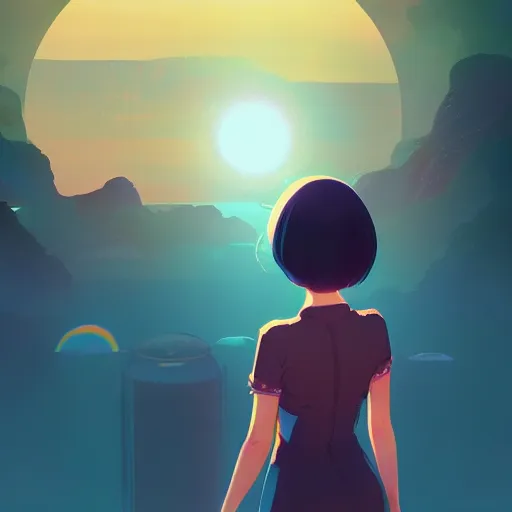 Image similar to euphoric art music album cover, makoto shinkai, ilya kuvshinov, lois van baarle, rossdraws | afrofuturism