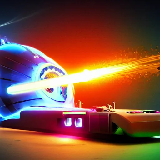 Prompt: an electric tank in the futuristic style the electronic thing is shooting an electric plasma photo realistic 4 k