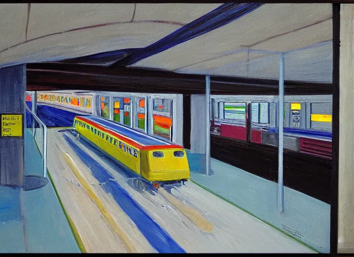 Image similar to painting of a new york subway station by wayne thiebaud