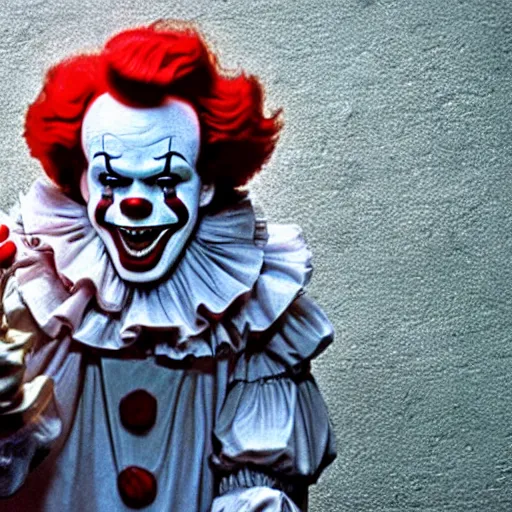 Image similar to Ronald McDonald as Pennywise, It, 1990 film, killer clown